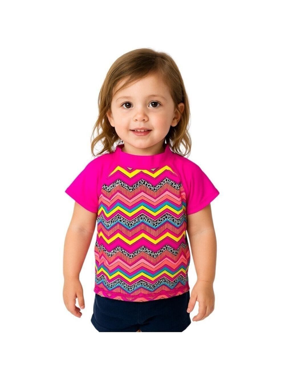 Joe Boxer Girl’s Size 3T Pink Geometric Swim Rash Guard Top